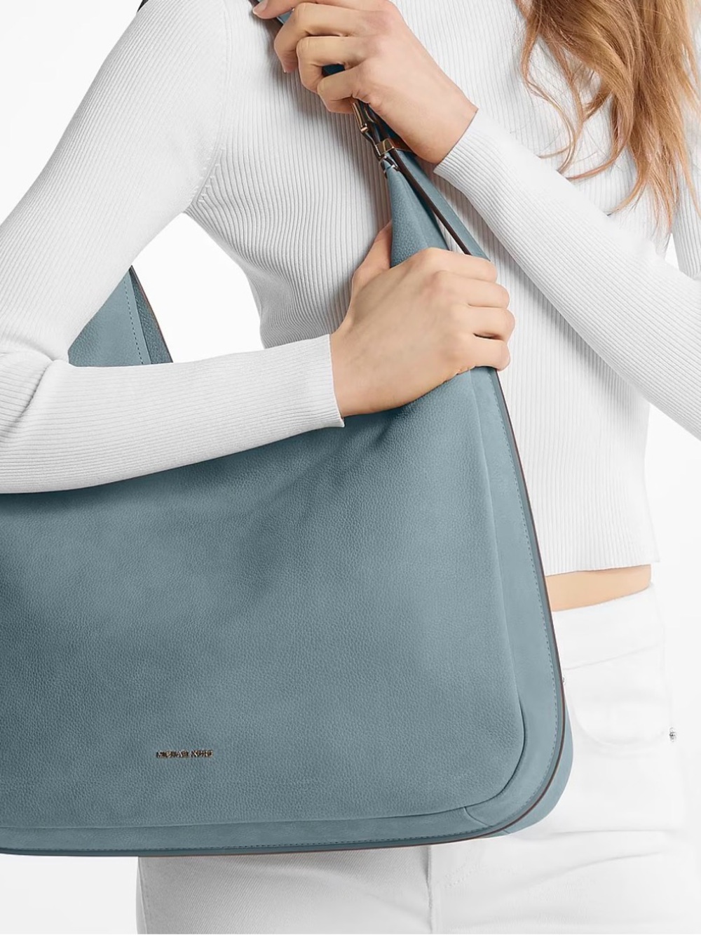 MICHAEL Michael Kors Slate Blue Leather Hobo Shoulder Bag